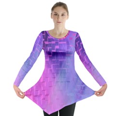 Texture Cell Cubes Blast Color Long Sleeve Tunic 