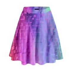 Texture Cell Cubes Blast Color High Waist Skirt