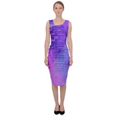 Texture Cell Cubes Blast Color Sleeveless Pencil Dress