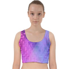 Texture Cell Cubes Blast Color Velvet Racer Back Crop Top by Pakrebo