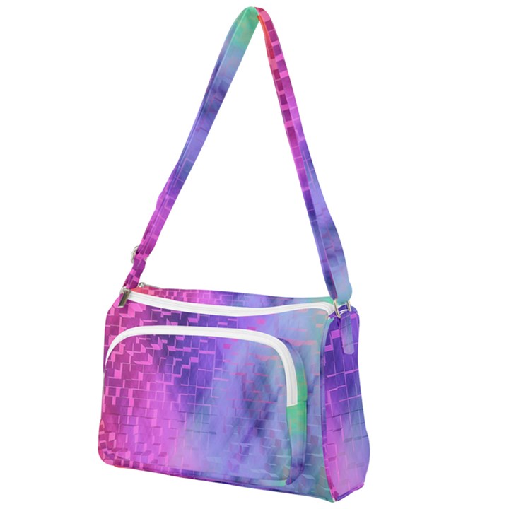 Texture Cell Cubes Blast Color Front Pocket Crossbody Bag