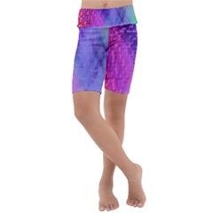 Texture Cell Cubes Blast Color Kids  Lightweight Velour Cropped Yoga Leggings