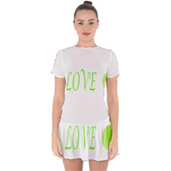 I Lovetennis Drop Hem Mini Chiffon Dress by Greencreations