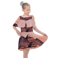 Pyramid Egypt Monumental Kids  Shoulder Cutout Chiffon Dress by Pakrebo