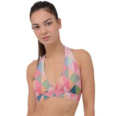 Background Geometric Triangle Halter Plunge Bikini Top