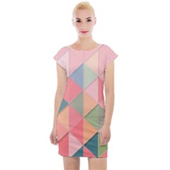 Background Geometric Triangle Cap Sleeve Bodycon Dress