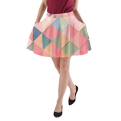 Background Geometric Triangle A-line Pocket Skirt by Pakrebo