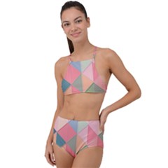 Background Geometric Triangle High Waist Tankini Set