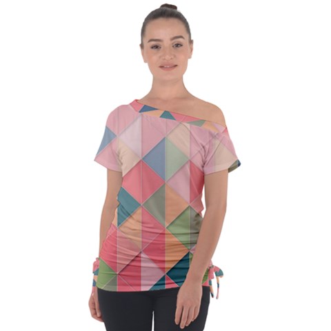 Background Geometric Triangle Tie-up Tee by Pakrebo