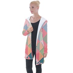 Background Geometric Triangle Longline Hooded Cardigan