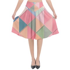 Background Geometric Triangle Flared Midi Skirt by Pakrebo