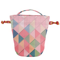 Background Geometric Triangle Drawstring Bucket Bag by Pakrebo