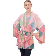 Background Geometric Triangle Velvet Kimono Robe