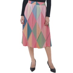 Background Geometric Triangle Classic Velour Midi Skirt 