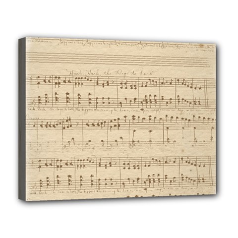 Vintage Beige Music Notes Canvas 14  X 11  (stretched) by Pakrebo