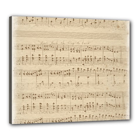 Vintage Beige Music Notes Canvas 24  X 20  (stretched) by Pakrebo