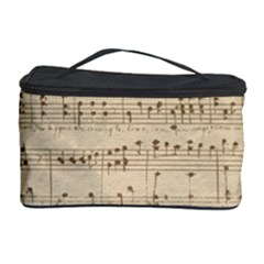 Vintage Beige Music Notes Cosmetic Storage by Pakrebo