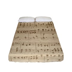 Vintage Beige Music Notes Fitted Sheet (full/ Double Size) by Pakrebo