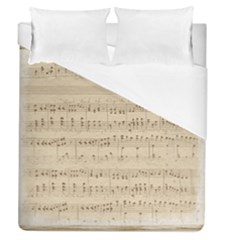 Vintage Beige Music Notes Duvet Cover (queen Size) by Pakrebo