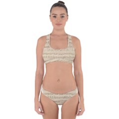 Vintage Beige Music Notes Cross Back Hipster Bikini Set by Pakrebo