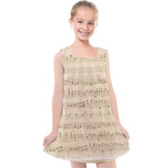 Vintage Beige Music Notes Kids  Cross Back Dress