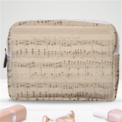 Vintage Beige Music Notes Make Up Pouch (medium) by Pakrebo