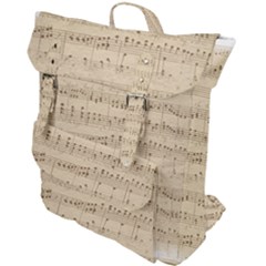 Vintage Beige Music Notes Buckle Up Backpack