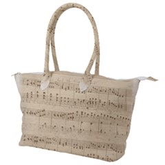 Vintage Beige Music Notes Canvas Shoulder Bag