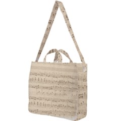 Vintage Beige Music Notes Square Shoulder Tote Bag