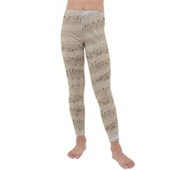 Vintage Beige Music Notes Kids  Lightweight Velour Leggings