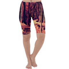 Forest Autumn Trees Trail Road Cropped Leggings  by Pakrebo