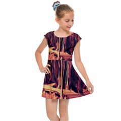 Forest Autumn Trees Trail Road Kids  Cap Sleeve Dress