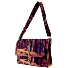 Forest Autumn Trees Trail Road Full Print Messenger Bag by Pakrebo