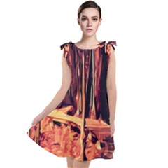 Forest Autumn Trees Trail Road Tie Up Tunic Dress