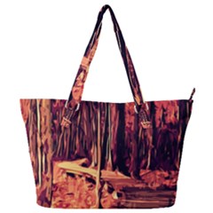 Forest Autumn Trees Trail Road Full Print Shoulder Bag