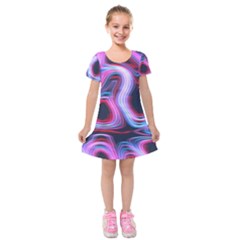 Pattern Color Curve Movement Kids  Short Sleeve Velvet Dress by Pakrebo