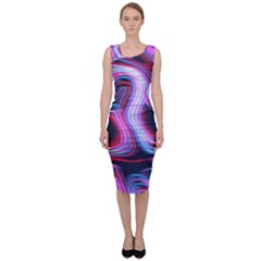 Pattern Color Curve Movement Sleeveless Pencil Dress by Pakrebo