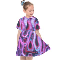 Pattern Color Curve Movement Kids  Sailor Dress