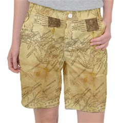 Vintage Map Background Paper Pocket Shorts