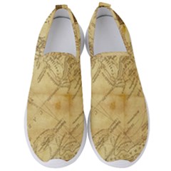 Vintage Map Background Paper Men s Slip On Sneakers