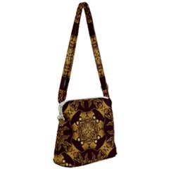 Gold Black Book Cover Ornate Zipper Messenger Bag