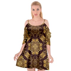 Gold Black Book Cover Ornate Cutout Spaghetti Strap Chiffon Dress by Pakrebo