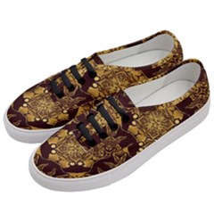 Gold Black Book Cover Ornate Women s Classic Low Top Sneakers by Pakrebo