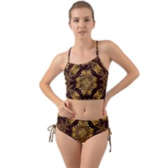 Gold Black Book Cover Ornate Mini Tank Bikini Set by Pakrebo