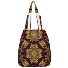 Gold Black Book Cover Ornate Center Zip Backpack