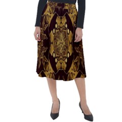 Gold Black Book Cover Ornate Classic Velour Midi Skirt 