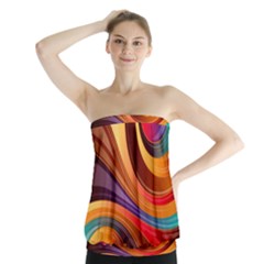 Abstract Colorful Background Wavy Strapless Top by Pakrebo