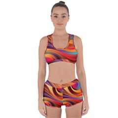 Abstract Colorful Background Wavy Racerback Boyleg Bikini Set by Pakrebo