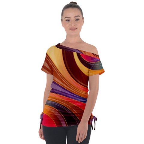 Abstract Colorful Background Wavy Tie-up Tee by Pakrebo