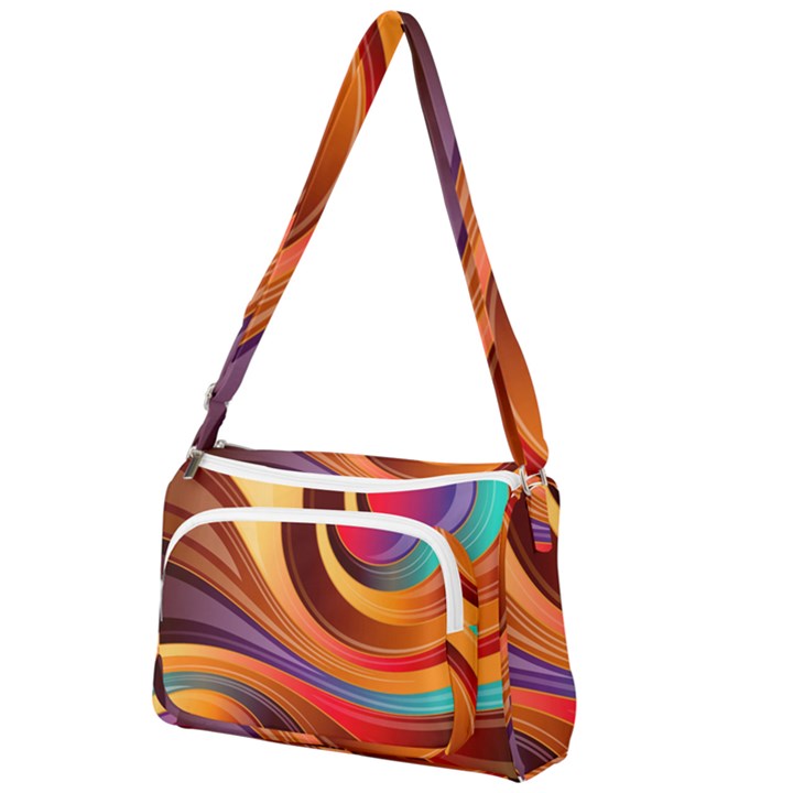 Abstract Colorful Background Wavy Front Pocket Crossbody Bag